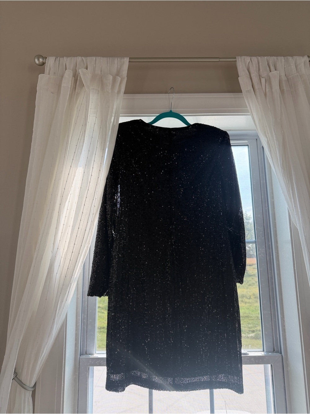 Express Black Sparkle Long Sleeve Dress